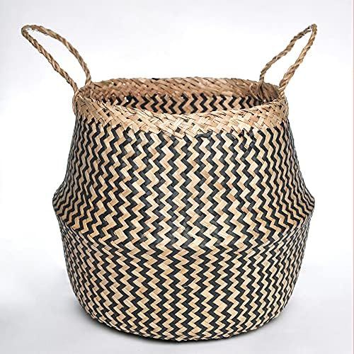 Natural Craft Seagrass Belly Basket Zigzag Black (Medium) for Storage, Laundry, Picnic and Woven ... | Amazon (US)