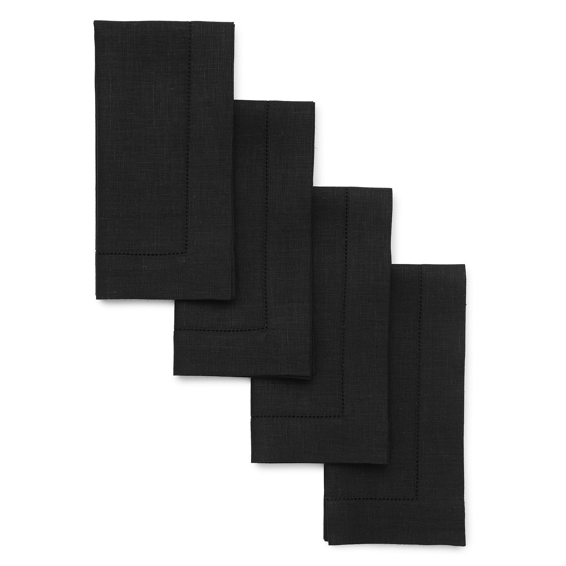 Solino Home Black Linen Napkins Set of 4-100% Pure Linen Hemstitch Dinner Napkins 20 x 20 Inch fo... | Amazon (US)