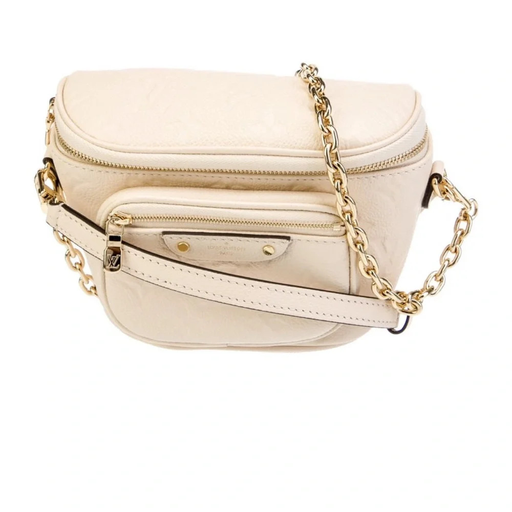 Louis Vuitton Cream mini bumBag with Gold Chain | Poshmark