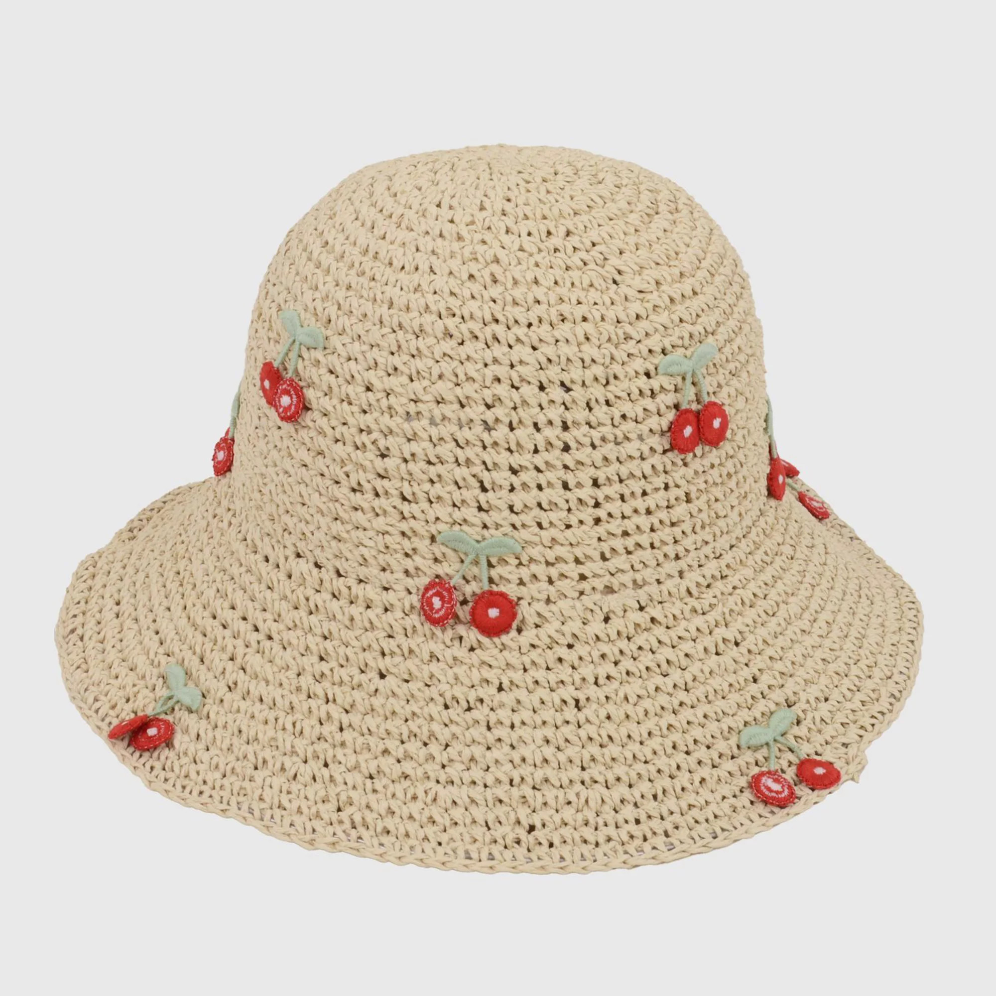 Women's Straw Bucket Hat with Cherry Embellishments | Kohl's