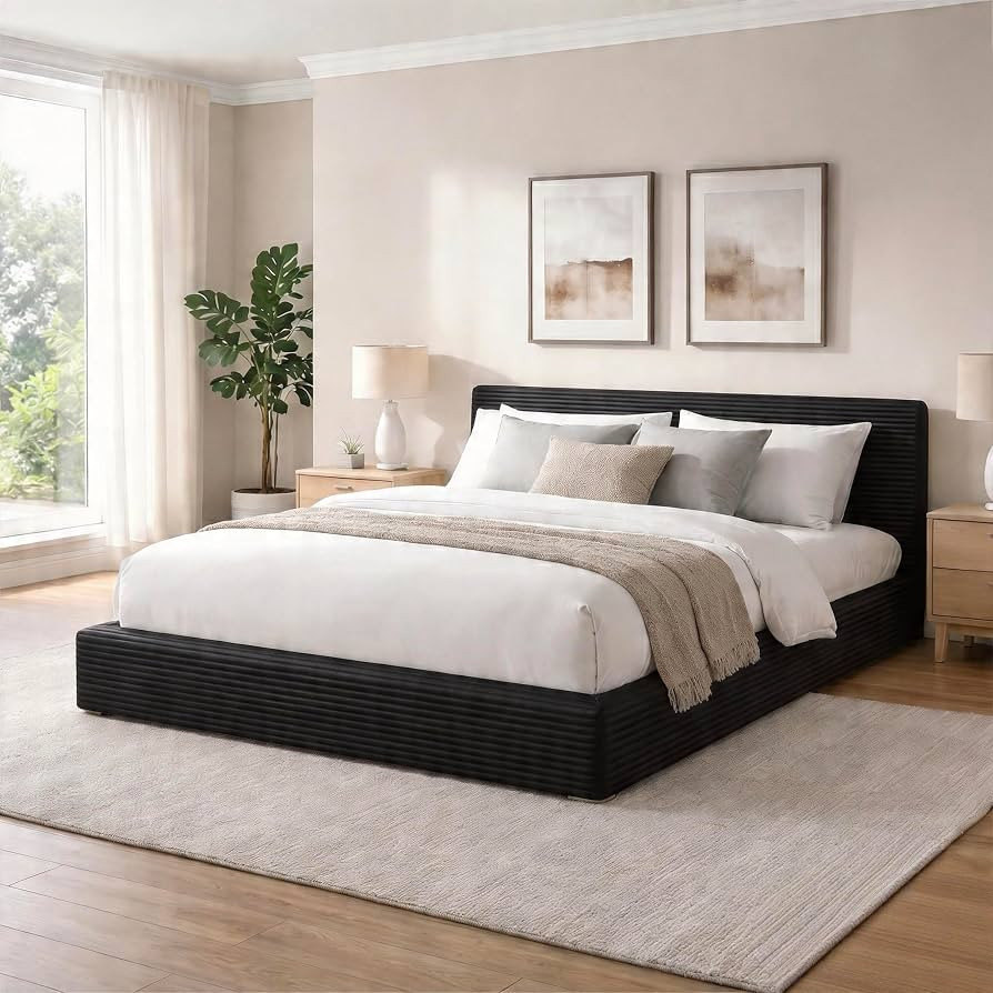 Novilla Full Size Bed Frame, Plush CloudSoft Bed, Corduroy Upholstered Platform Bed Frame with He... | Amazon (US)