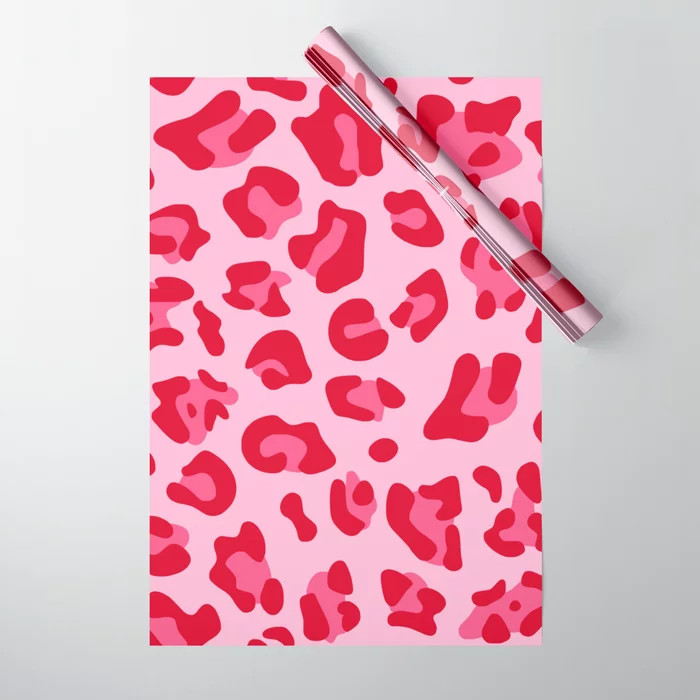 Big Red Strawberry Pink Leopard Spots Wrapping Paper | Society6