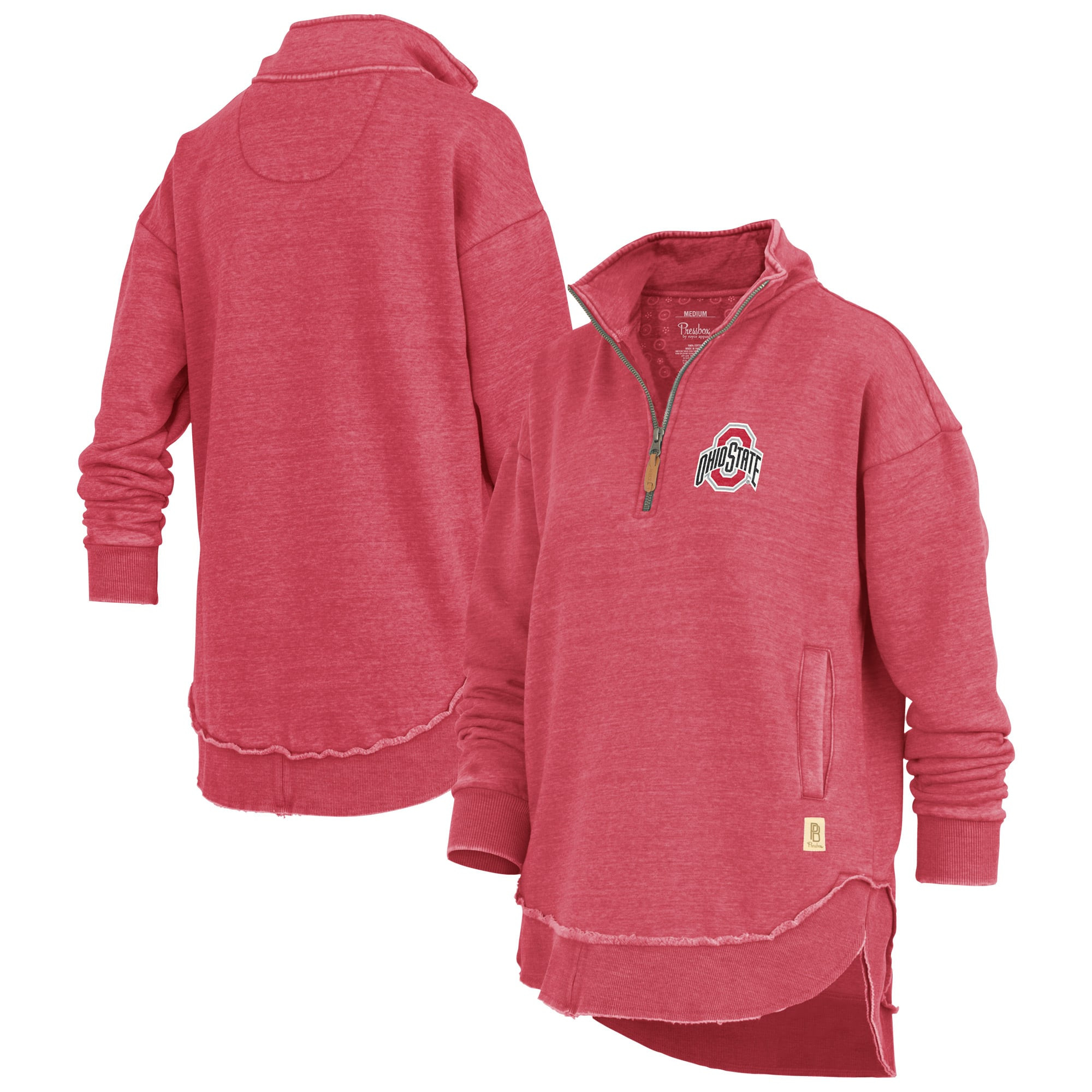 Ohio State Buckeyes Pressbox Women's Northfork Sojourn Poncho Quarter-Zip Sweatshirt - Scarlet | Lids