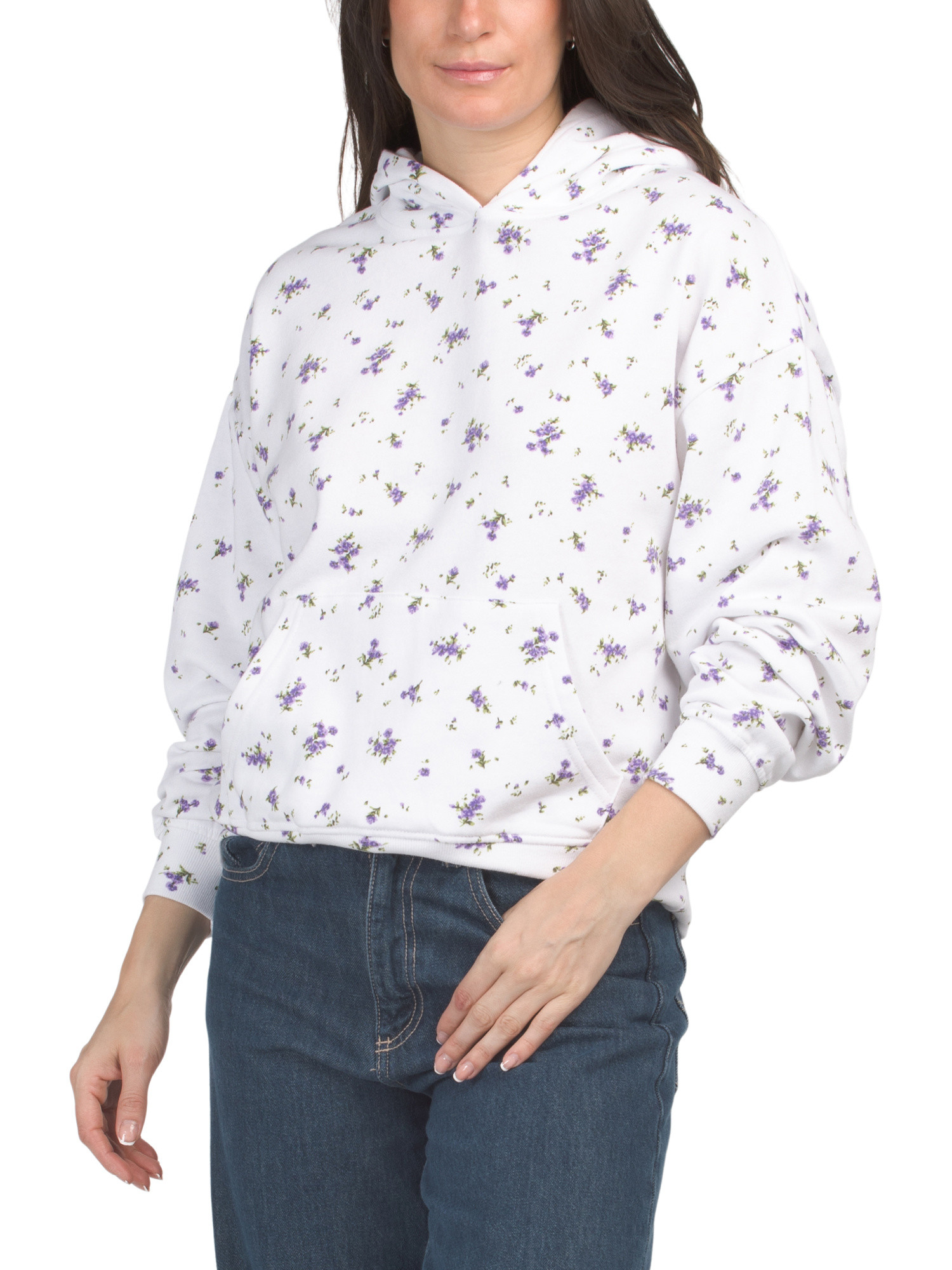 Fleece Lined Floral Print Hoodie | Long Sleeve Tops | Marshalls | Marshalls