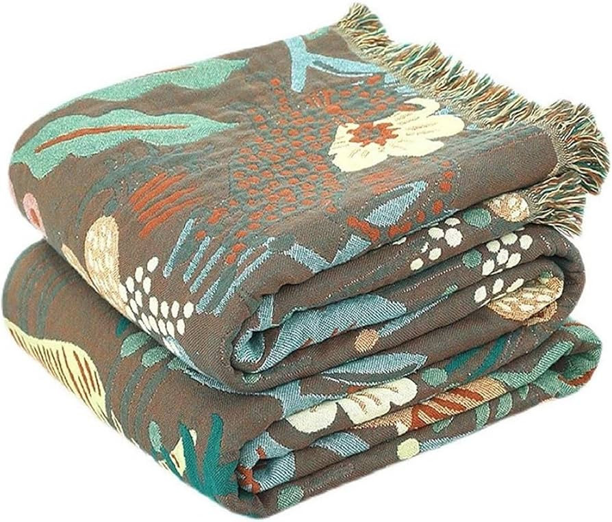 MSGKV 100% Cotton Throw Blanket for Couch Bed Sofa, Cotton Quilt Coverlet Reversible Mudcloth Thr... | Amazon (US)