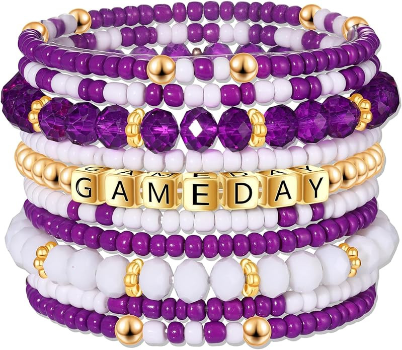 ZOLEAROPY Game Day Bracelets Stack Football Bracelets for Women Men Stackable Game day Bracelet A... | Amazon (US)