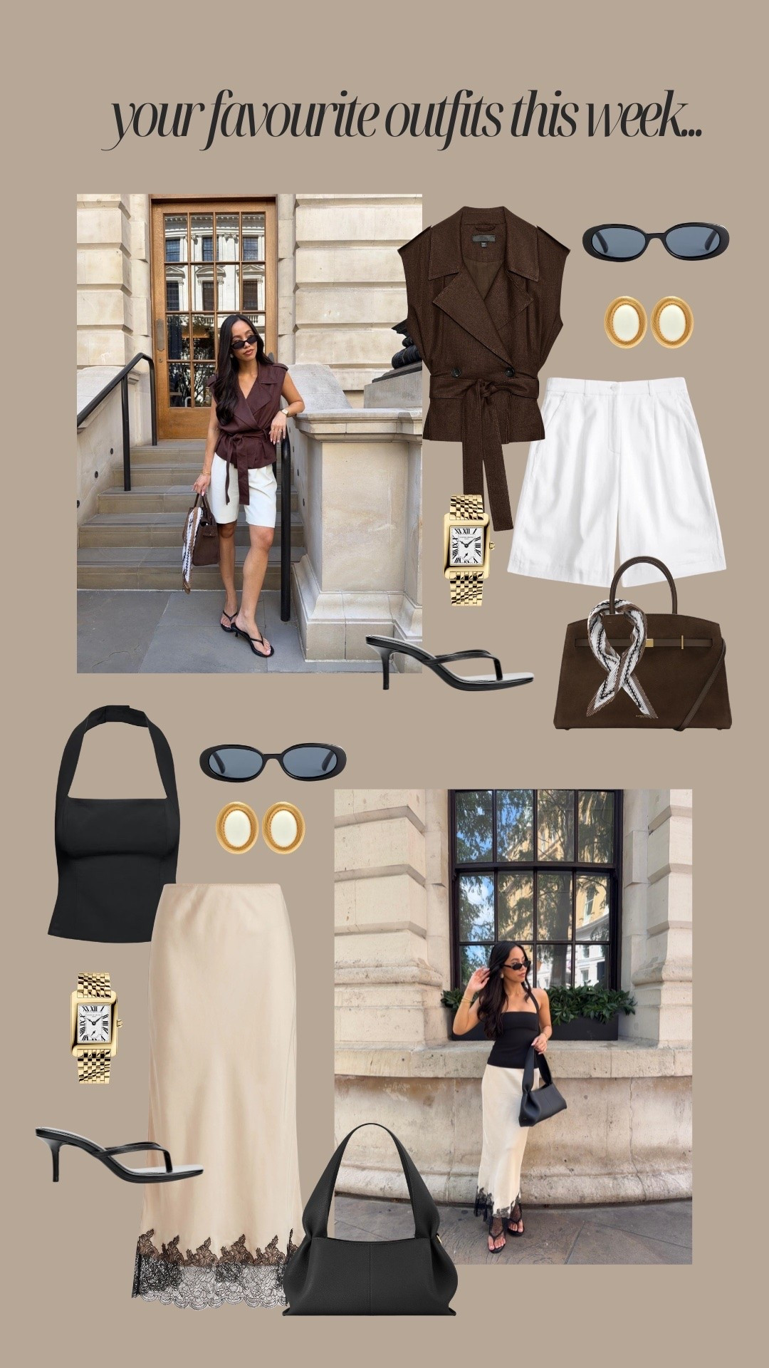 Your most loved outfits this week for summer in the city ☀️ linen pieces, Bermuda shorts, satin skirts, halter neck tops and heeled flip flops

#LTKsummer #LTKstyletip