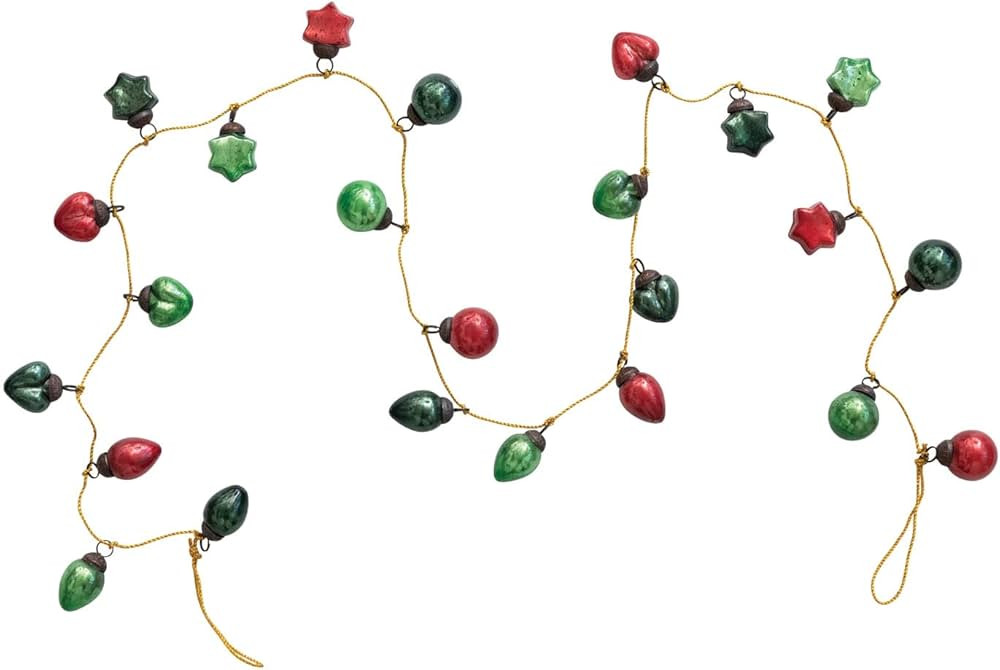 Creative Co-Op Mercury Glass Ball Ornament Garland | Amazon (US)