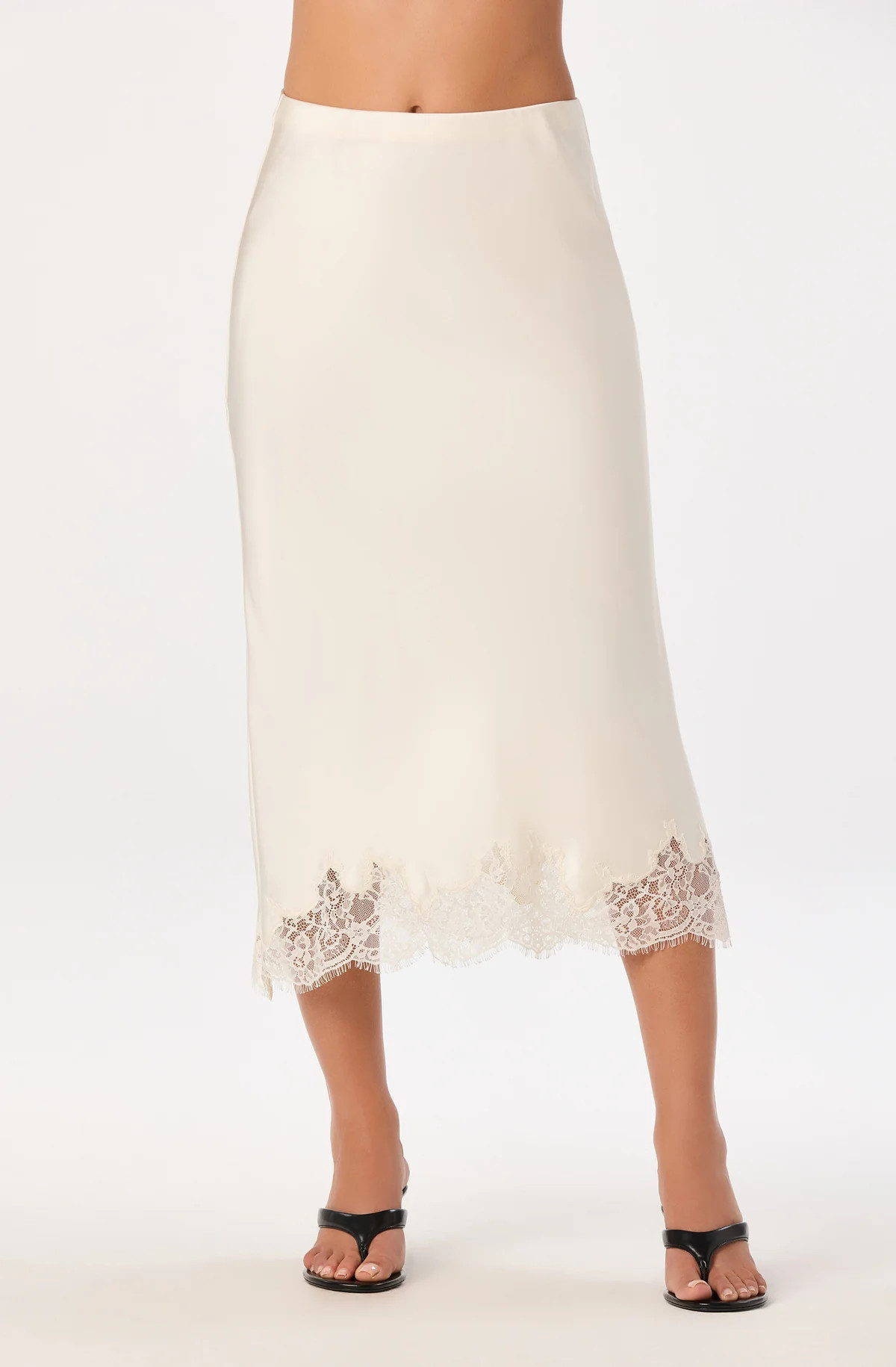 Blossom Lace Hem Midi Skirt - Black / XS | ASTR The Label (US)