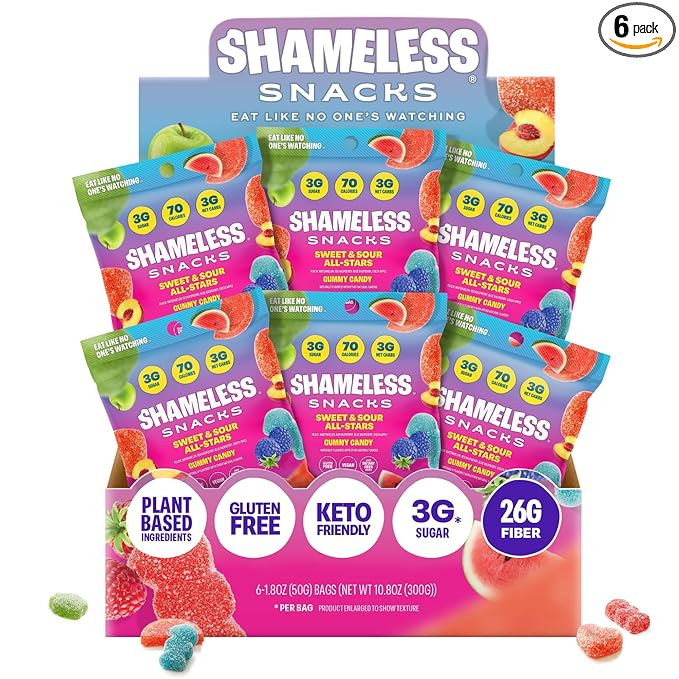 Shameless Snacks Sweet & Sour All-Stars, Sour Gummy Candy Variety Pack, Healthy, Vegan, Gluten-Fr... | Amazon (US)