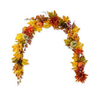 Glitzhome® 72" Fall Dahlia Pumpkin, Leaf and Berry Garland | 72" x 7" x 6" | Michaels® | Michaels Stores