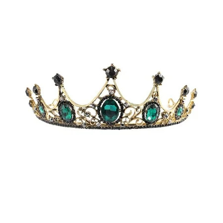 Baroque Wedding Crown Bridal Headpiece Green Crown Crystal Tiara Rhinestone Hair Accessories for Wom | Walmart (US)
