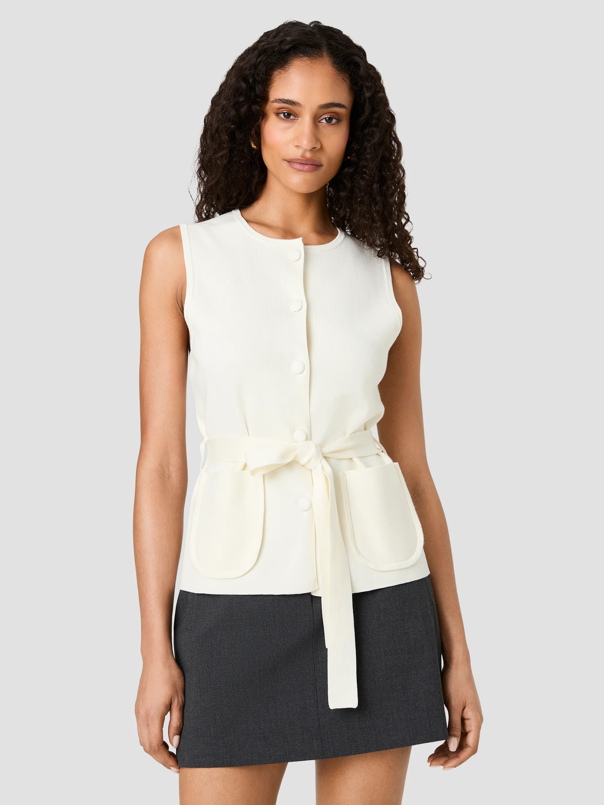 MAXIME KNIT SLEEVELESS WRAP TOP | French Connection (US)