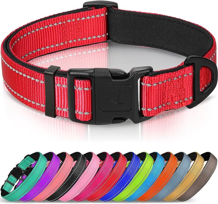 Joytale Reflective Dog Collar, Soft Neoprene Padded, Metal D-Ring, Nylon Pet Collar Adjustable fo... | Amazon (US)