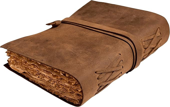 Leather Journal-Vintage Leatherbound Journal - Handmade Antique Deckle Edge Paper - Leather Sketc... | Amazon (US)