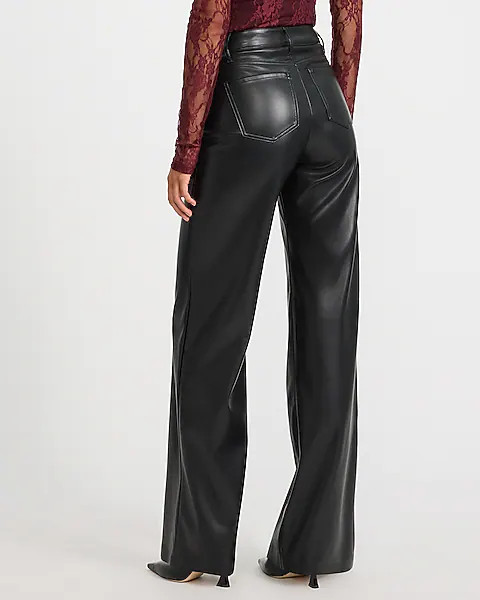 Faux Leather High Waisted Wide Leg Pant | Express