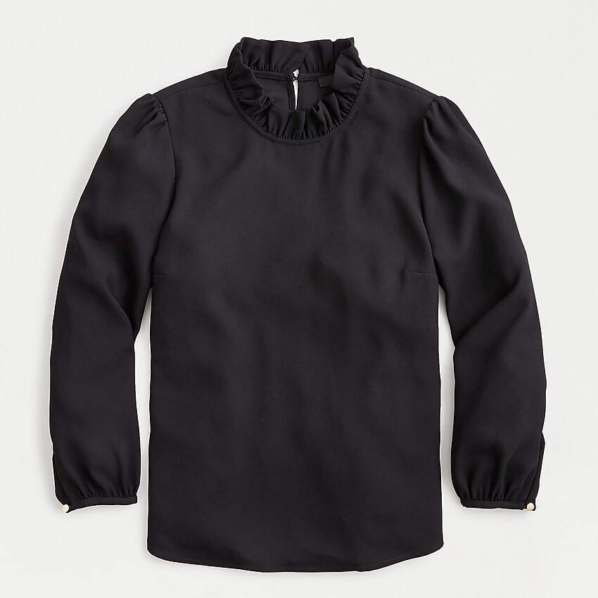 Long-sleeve ruffle-neck top in 365 crepe | J. Crew US
