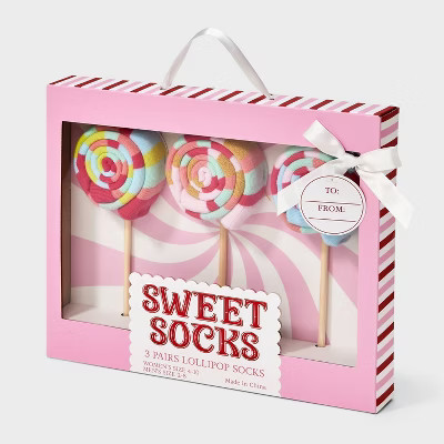 Adult Lollipop 3pk Crew Socks - Assorted Color One Size Fits Most | Target