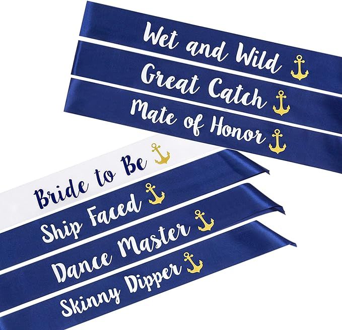 “Last Sail Before The Veil” Bachelorette Sashes | 7 Pack | 1 Bride to be Sash and 6 Bride Tri... | Amazon (US)