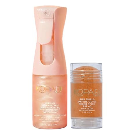 Kopari Rose Gold Sunglaze Sheer Body Mist Sunscreen SPF 42 & Sun Shield On-The-Glow Sheer Sunscre... | Amazon (US)