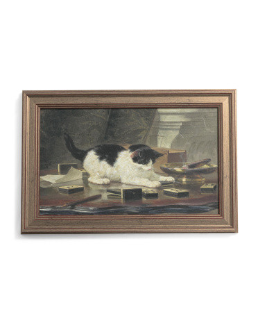 24x16 Office Cat Canvas Framed Wall Art | TJ Maxx