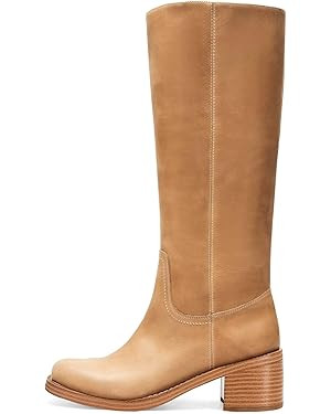 DOEYG Women's Banana Knee High Boots Square Toe Chunky Block Heel Tall Boots Wide Calf Fashion Co... | Amazon (US)