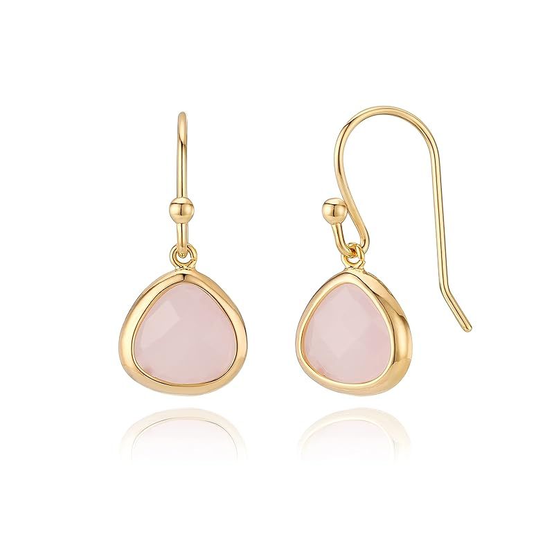 Dainty Simulated Pink Opal Dangle Earrings - 14k Gold-Plated, Hypoallergenic, Lightweight for Eve... | Amazon (US)