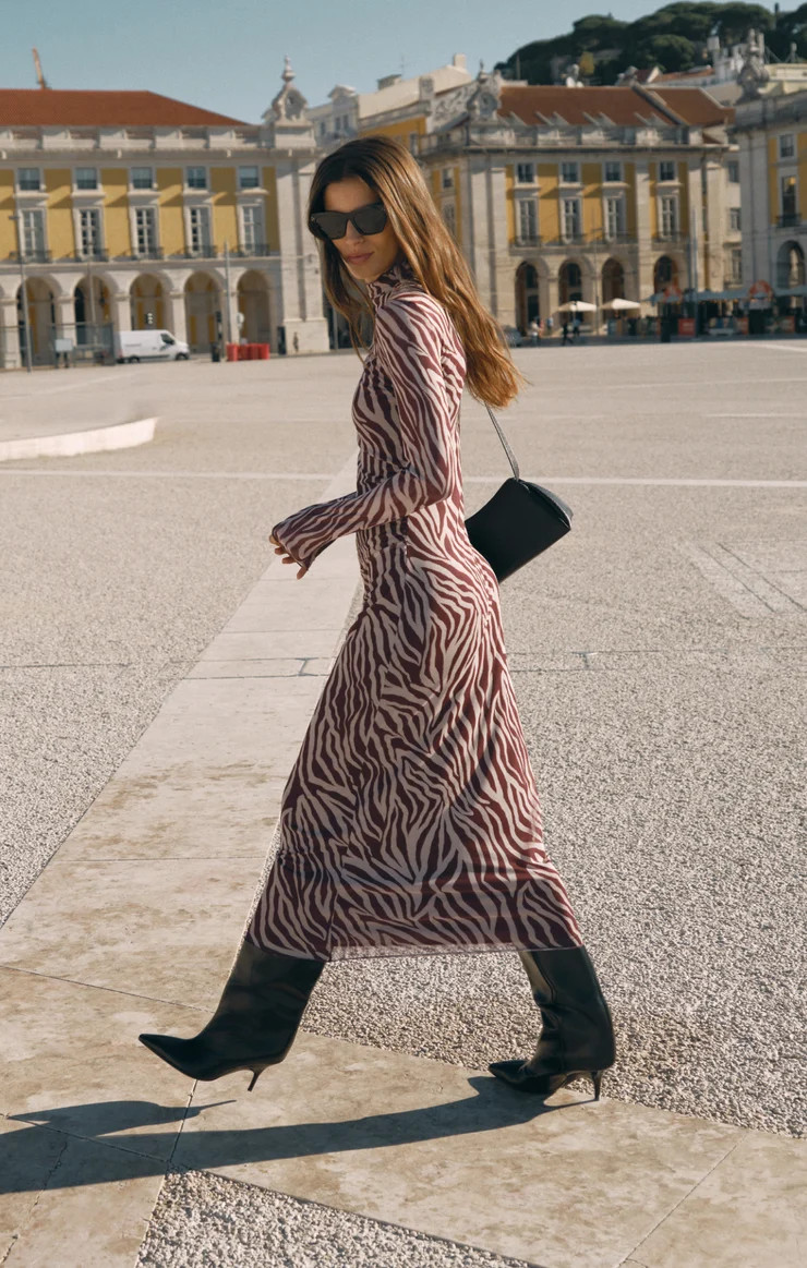 Sevilla Zebra Mesh Midi Dress | Z Supply