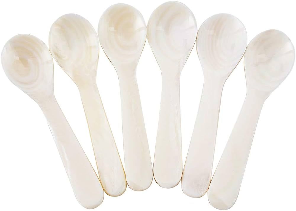 Caviar Spoons Set, 3.15 Inch White Mother of Pearl Roe Spoons for Caviar, Egg, Coffee Serving (Wh... | Amazon (US)