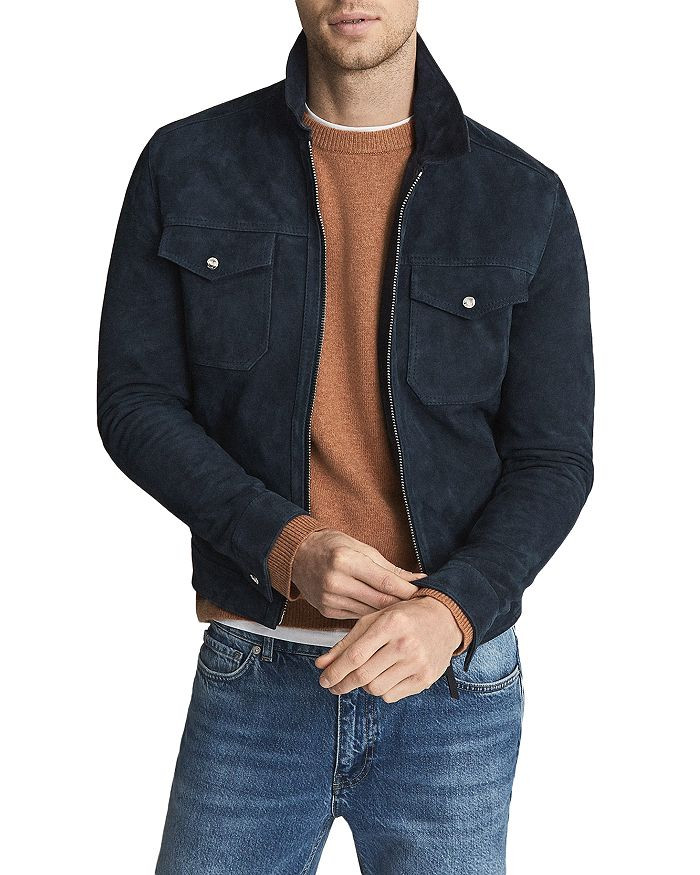 REISS Pike Suede Zip Front Trucker Jacket Back to Results -  Men - Bloomingdale's | Bloomingdale's (US)
