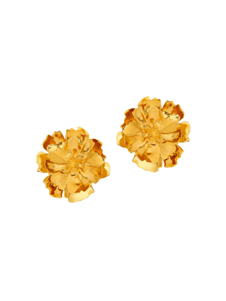 24K-Gold-Plated Brass Peony Stud Earrings | Saks Fifth Avenue