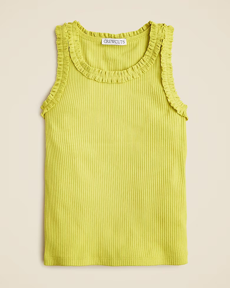 Girls' everyday ruffle-trim tank top in vintage rib | J. Crew US