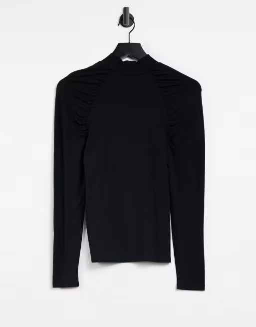 Object – Jersey-Oberteil in Schwarz mit Rollkragen und Schulterdetail | ASOS (Global)
