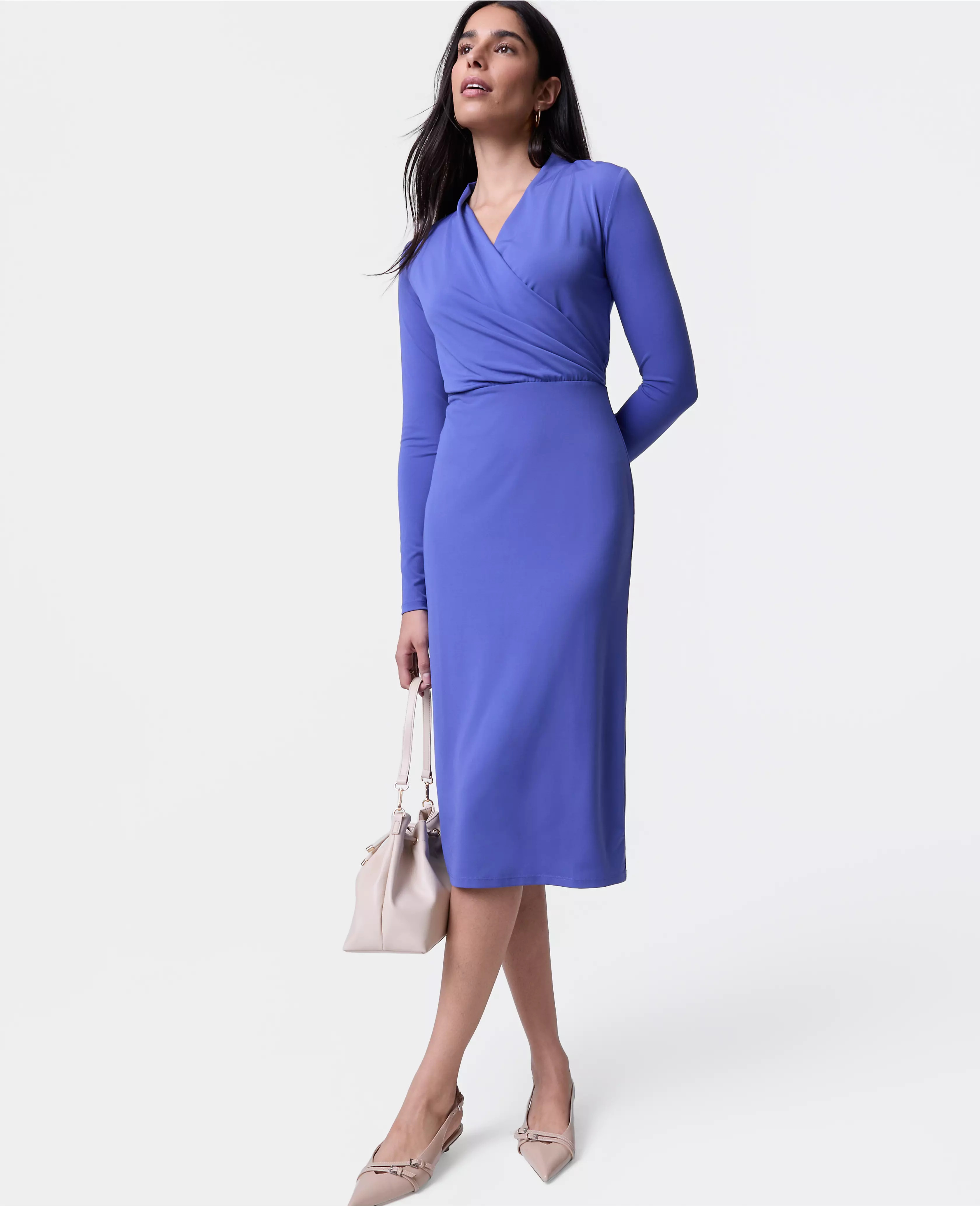 Draped Knit Midi Sheath Dress | Ann Taylor