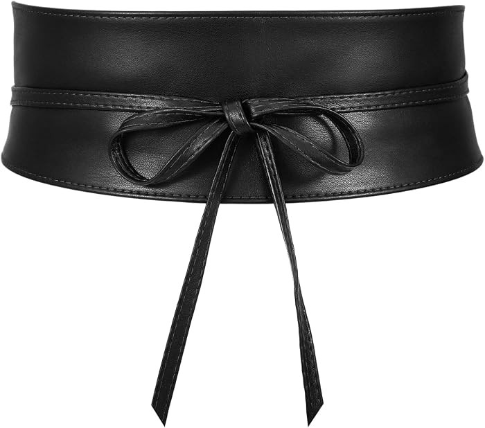 JASGOOD Women's Fashion Leather Obi Style Belt,Wide Wrap Waist Band Chic Belt | Amazon (US)