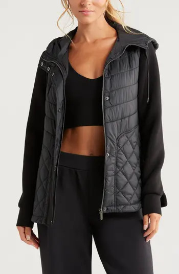 Zella Hybrid Quilted Knit Hooded Jacket | Nordstrom | Nordstrom