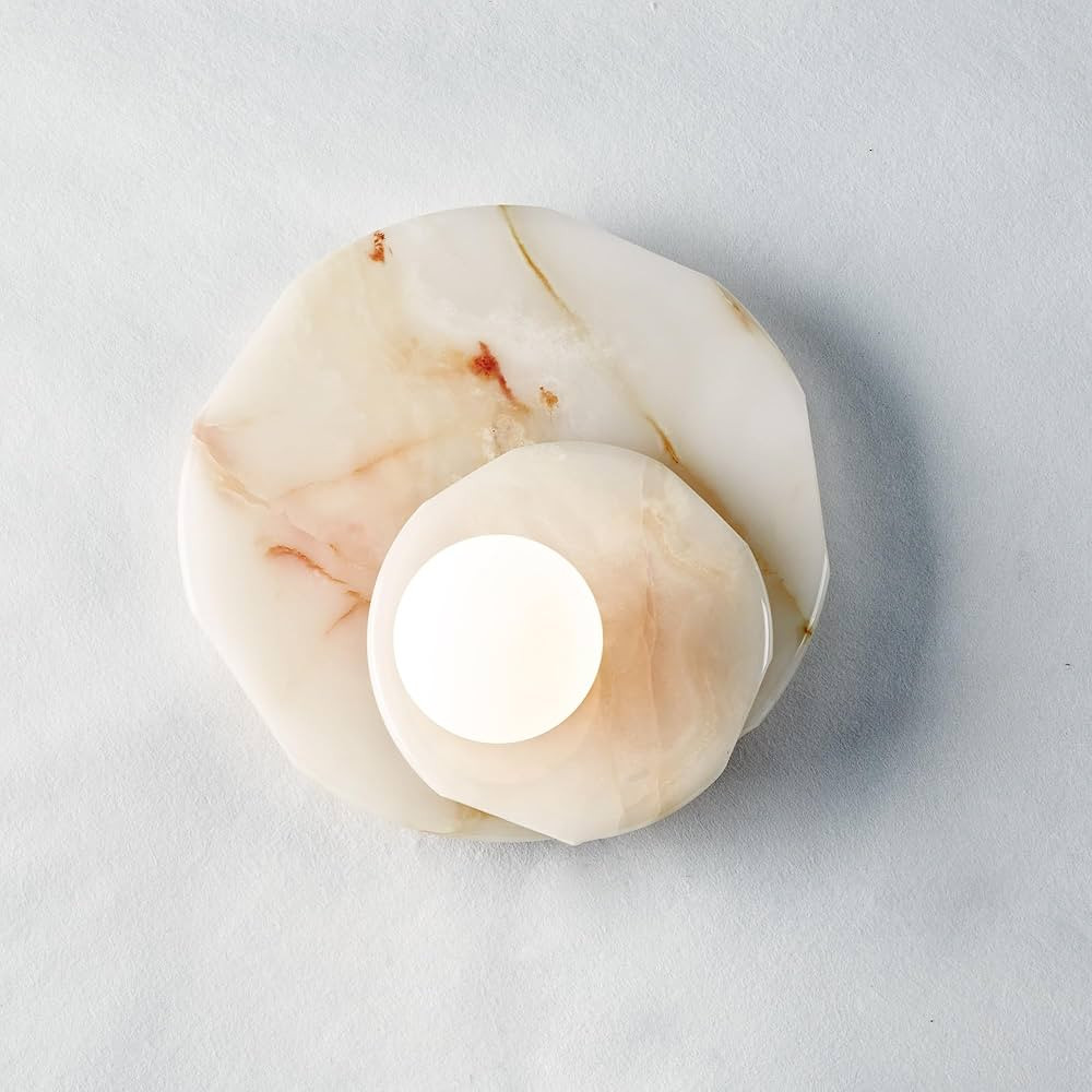 Sculpture Design Natural Cream Onyx Glass Globe Wall Sconce,Artistic Hanging Piece,Wall Lights fo... | Amazon (US)