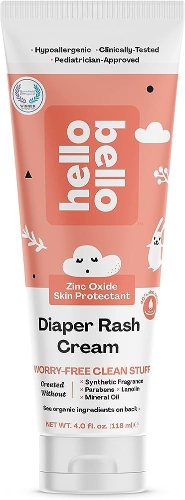 Hello Bello Diaper Rash Cream, Vegan Cruelty-Free Non-Nano Zinc Oxide, 4 fl. oz | Amazon (US)
