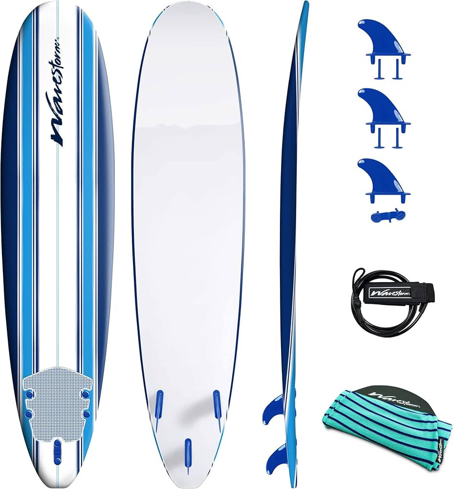 Wave Storm - Classic Soft Top Foam 8' Surfboard for Beginners and All Surfing Levels Complete Set... | Amazon (US)