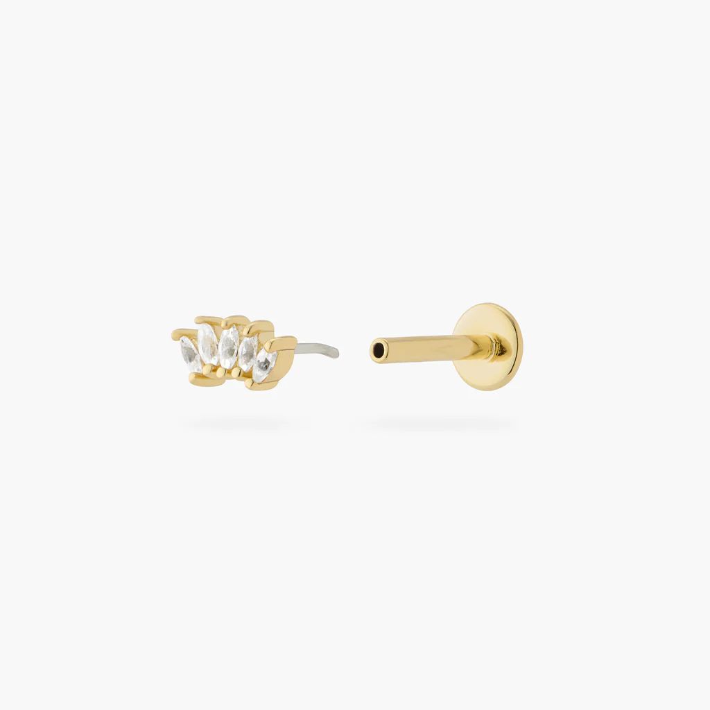 Gold Small Crown Marquise Flatback Stud | Studs