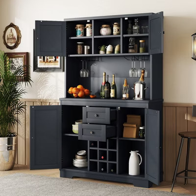 SAINTCY Coffee Bar Cabinet Kitchen Cabinet with Storage, Farmhouse Wine Buffet Cabinet with Drawers Shelves and Cabinets for Dining Room, Kitchen | Target