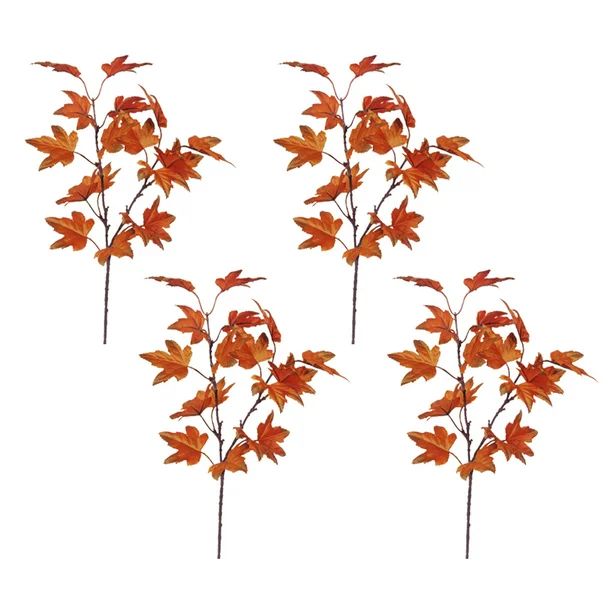 Artificial Maple Leaves 4 Branches Autumn Faux Leaf Decoration Stem Fall Leaves for Thanksgiving ... | Walmart (US)