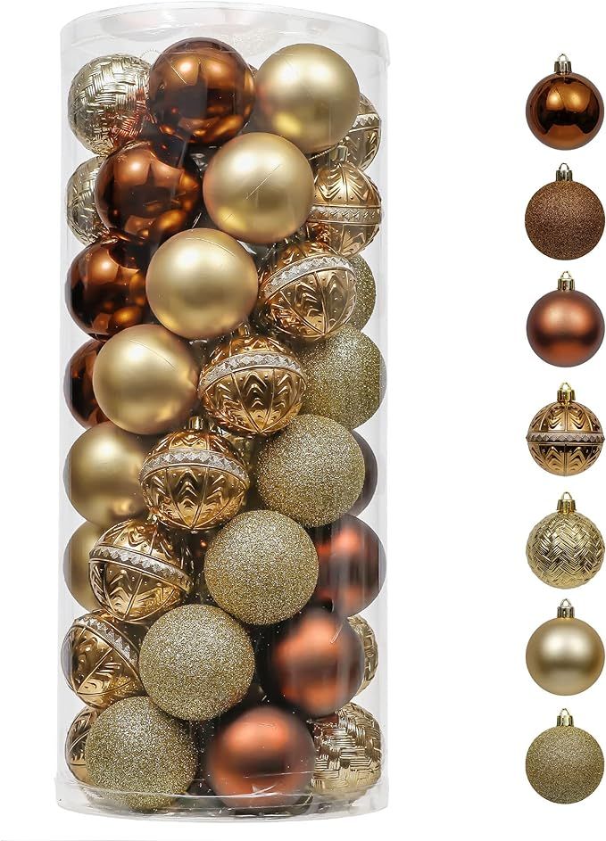 Valery Madelyn 50ct 60mm Luxurious Copper Gold Christmas Ball Ornaments, Shatterproof Christmas T... | Amazon (US)