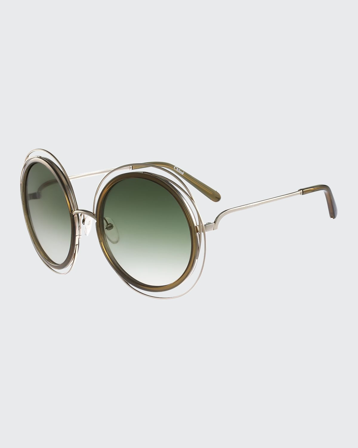 Carlina Trimmed Round Sunglasses | Bergdorf Goodman