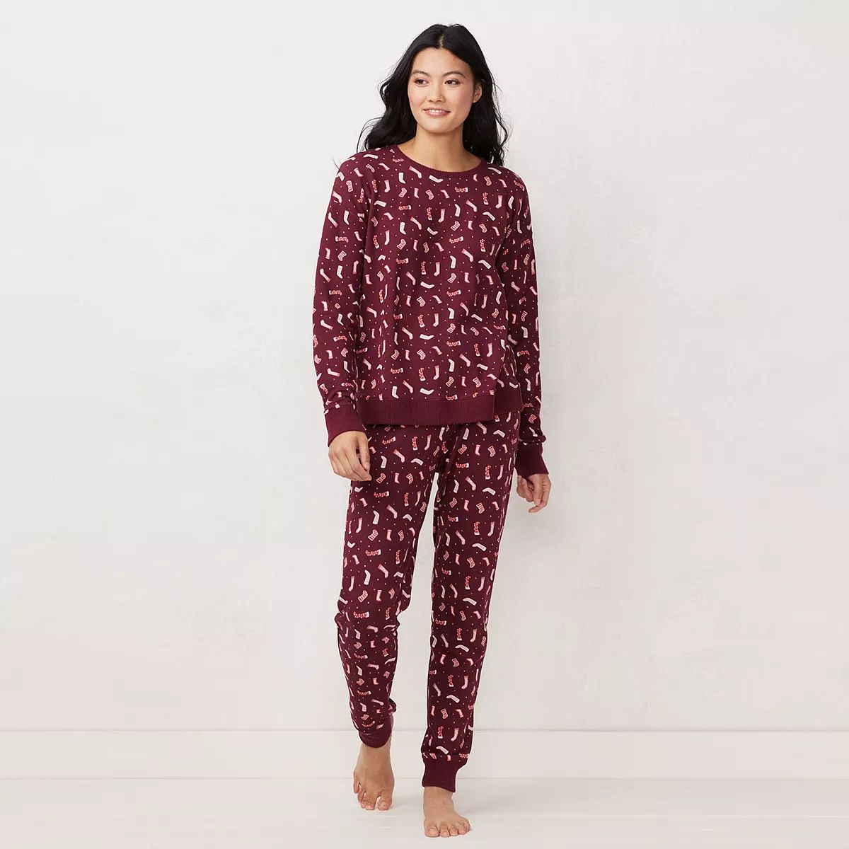 Women's LC Lauren Conrad Cozy Long Sleeve Pajama Top & Pajama Pants Set | Kohl's