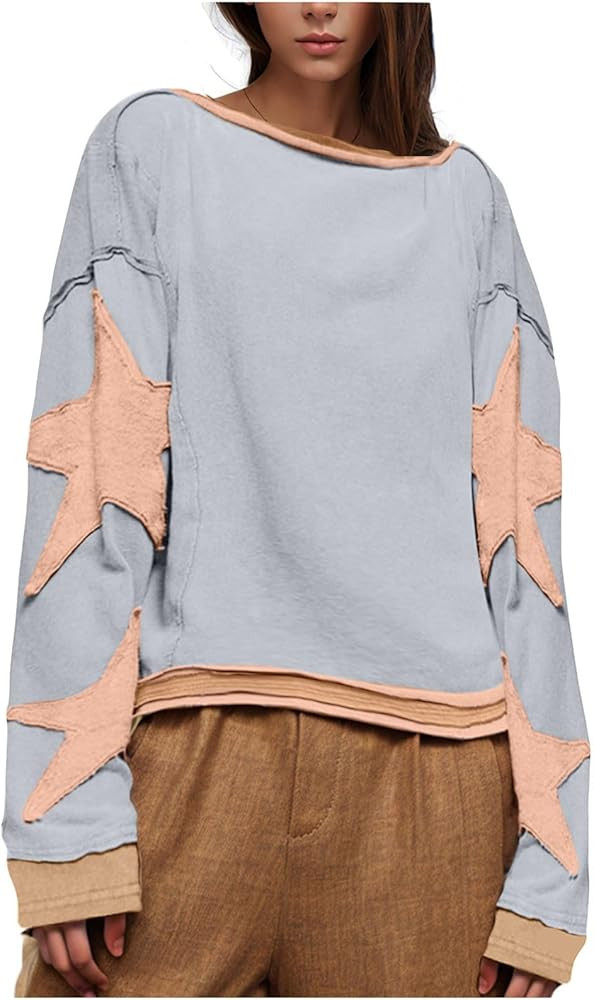 Hvyesh Sweatshirts for Women Crewneck Trendy 2024, Loose, Fall Tops Long Sleeve, FP Dupes, Fashio... | Amazon (US)