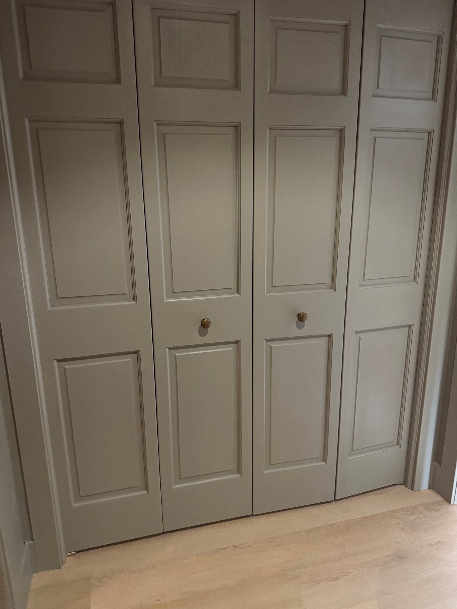 I love my new pulls from Amazon!
I have the 1.5 in in antique brass 

Paint color is Moth Wing by Sherwin Williams 

#LTKHome