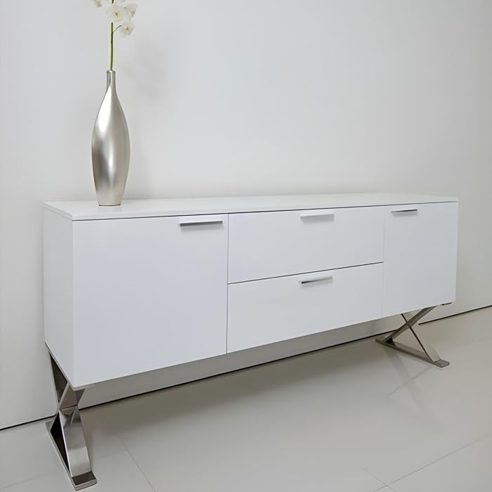 Modern White Buffet with 2 Drawers & 4 Shelves - Alexa Sideboard, Living Room Storage | Amazon (US)