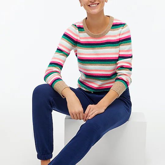 Striped crewneck sweater in extra-soft yarn | J.Crew Factory