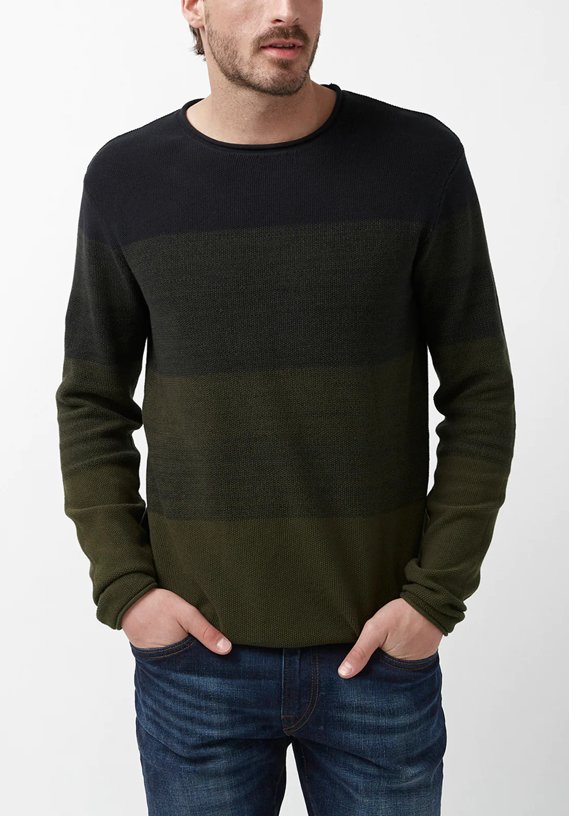 Wakoni Men’s Sweater in Dark Green Combo - BM24015 | Buffalo David Bitton